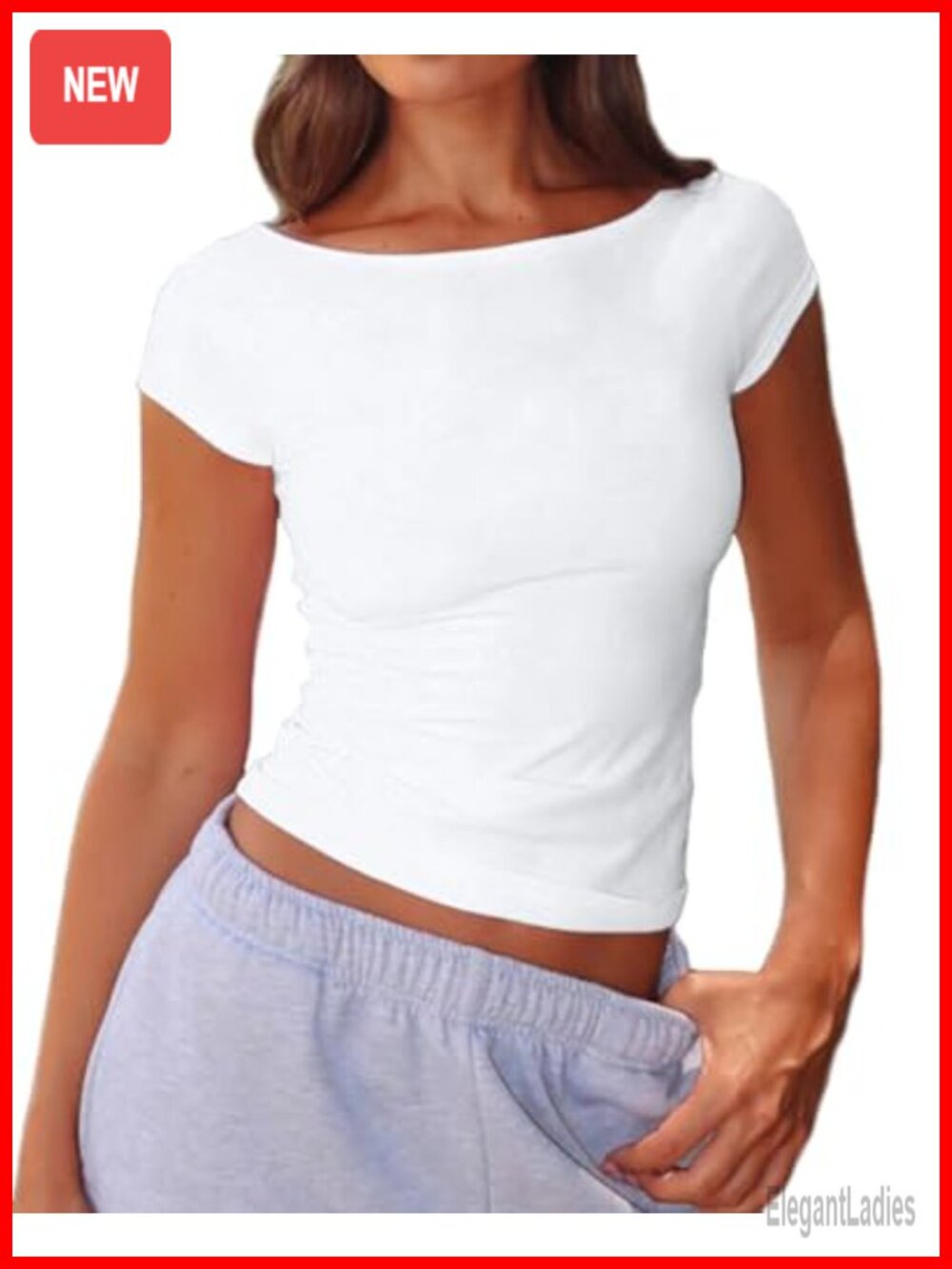Women's Cotton Boat Neck Baby Tee Short Sleeve T-Shirt Going Out Top